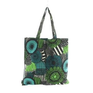 marimekko siirtolapuutarha ファブリック トートバッグ 花柄 緑 黒 白 /MI OS SH