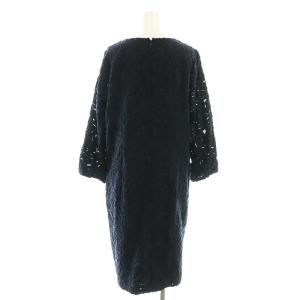 dama collection ジャガード ロングスリーブ ワンピース 花柄 9AR 紺  /CX OS