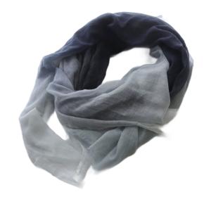 ストール グラデーション カシミヤ ネイビー グレー