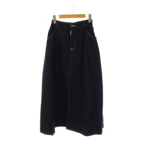 SPP998 SOMETHING ハイパー マキシ デニムスカート ロング フレア ジッパーフライ コットン