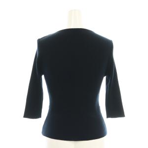 René リボン ビジュー  カーディガン リブニット 七分袖 36 紺 ネイビー /CX OS