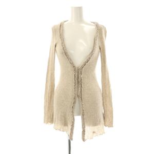 シルク混 ロングカーディガン ニット 38 ベージュ /DF OS