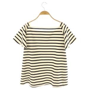 FOXEY NEW YORK 24年 44655 トップス セーヌ カットソー 半袖 ボーダー 40 ブラック オフホワイト /ES