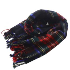 Black Stewart 大判ストール フリンジ マルチカラー /SR25