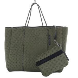 トートバッグ ネオプレン カーキ ポーチ付き
