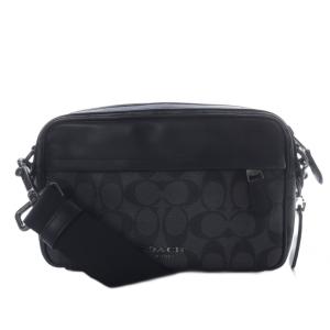 ショルダーバッグ シグネチャー グラハム クロスボディ PVC レザー ダークグレー 黒 F50715