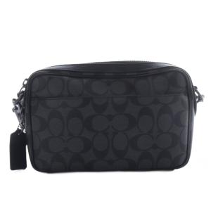 COACH ショルダーバッグ シグネチャー グラハム クロスボディ PVC レザー ダークグレー 黒 F50715