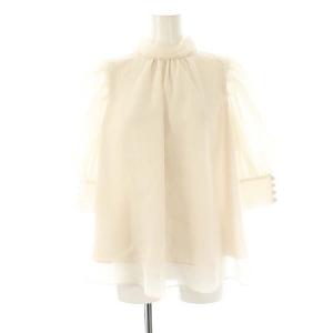 ハーフスリーブオーガンジーブラウス シャツ プルオーバー 七分袖 F オフホワイト /CX OS