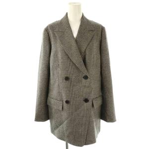 24AW チェック ヘリンボンジャケット テーラード ダブル 38 ブラック /DF OS