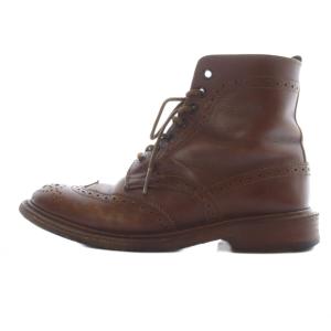 メダリオン ウィングチップ ブーツ ワークブーツ ショート レザー 5 茶色 ブラウン L5411 /SR6
