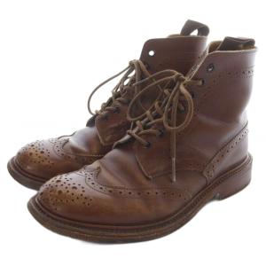 Tricker's メダリオン ウィングチップ ブーツ ワークブーツ ショート レザー 5 茶色 ブラウン L5411 /SR6