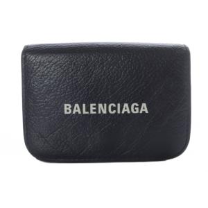 CASH MINI WALLET ロゴ 三つ折り財布 レザー ロゴ 黒 ブラック 白 ホワイト 593813