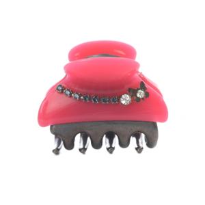 ラインストーン 蝶モチーフ ヘアクリップ ピンク シルバー色 /SR5