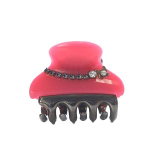 acca ラインストーン 蝶モチーフ ヘアクリップ ピンク シルバー色 /SR5