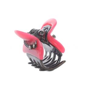 acca ラインストーン 蝶モチーフ ヘアクリップ ピンク シルバー色 /SR5