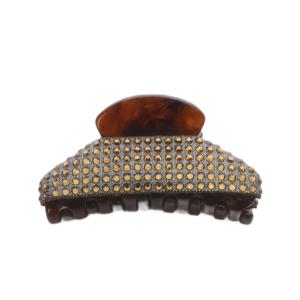 ラインストーン ヘアクリップ 茶 ブラウン /SR43