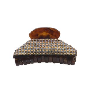 acca ラインストーン ヘアクリップ 茶 ブラウン /SR43