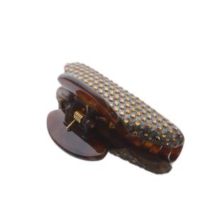 acca ラインストーン ヘアクリップ 茶 ブラウン /SR43