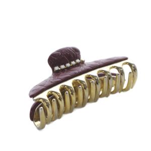 acca 型押し ラインストーン ヘアクリップ ボルド? ゴールド色 /SR3