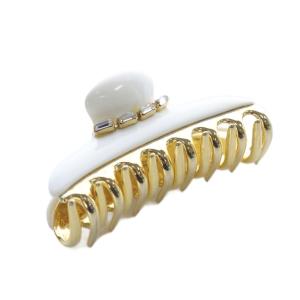 acca ビジュー ヘアクリップ 白 ホワイト ゴールド色 /SR14