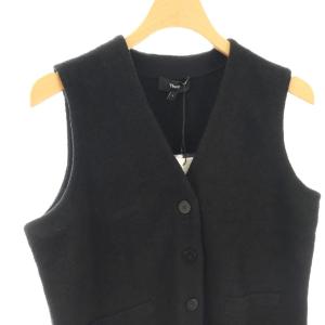 Theory 25SS Texture Boucle Button Front Gilet ニットジレ ベスト S ブラック