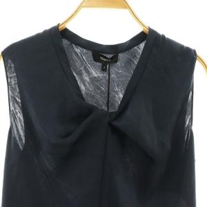 Theory 25SS Crushed Satin R SL Twist Scoop BL TOP ブラウス シャツ