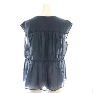 自由区 25AW シルクコットンローンフレンチスリーブ ブラウス ギャザー 38 紺 ネイビー /AT OS
