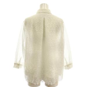 自由区 25SS ジオメトリックフラワーレースクロップド丈シャツ ブラウス 七分袖 38 白 ホワイト /AT