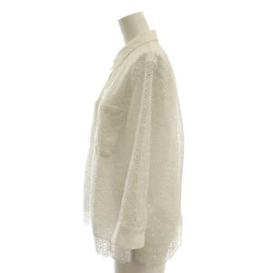 自由区 25SS ジオメトリックフラワーレースクロップド丈シャツ ブラウス 七分袖 38 白 ホワイト /AT