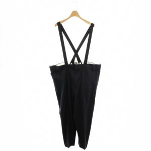 ストレッチ サテン サスペンダー ワイドパンツ タック 38 ネイビー /HK OS