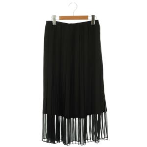 シフォンコンビ ランダムプリーツスカート ロング 36 ブラック /HK OS