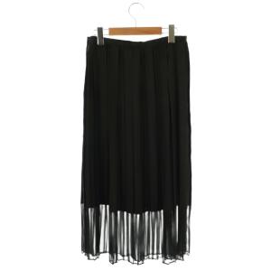 DES PRES シフォンコンビ ランダムプリーツスカート ロング 36 ブラック /HK OS