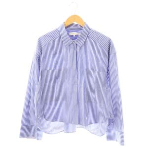 エッセン ESSEN. クロップコットンシャツ ワイ ボーダー 38 青 ブルー 白 ホワイト /SS