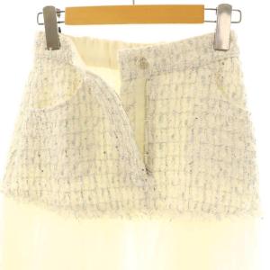 Grace Class 25SS ツイードコンビチュールスカート 36 ホワイト シルバーカラー