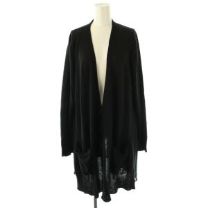 アシンメトリーニットカーディガン リネン混 36 ブラック