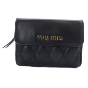 SOFT CALF BIKER キルティング コンパクトウォレット 財布 三つ折り レザー ロゴ 黒 ブラック