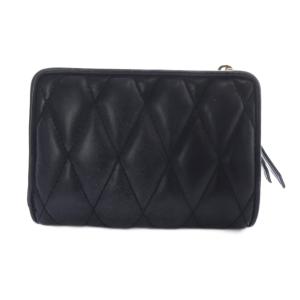 miumiu SOFT CALF BIKER キルティング コンパクトウォレット 財布 三つ折り レザー ロゴ 黒 ブラック