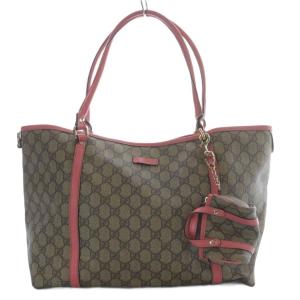 トートバッグ GGスプリーム ポーチ付き グレー ピンク 197953