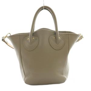 YOUNG & OLSEN PETITE LEATHER TOTE ショルダーバッグ ハンド 2way グレージュ /SS OS