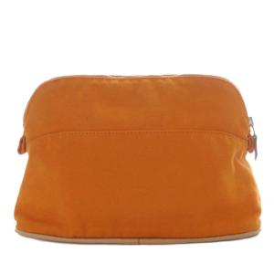 HERMES ボリードポーチ25 メイク 化粧 キャンバス オレンジ /YO15 OH