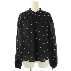 24AW プチットマーガレットエンブロイダリー ギャザーブラウス 36 ネイビー /DF OS