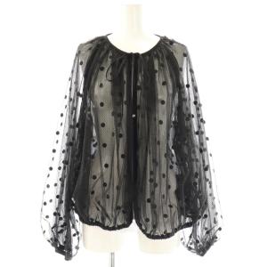 25SS チュールノーカラーブルゾン ジャケット ジップアップ 38 黒 /NR OS