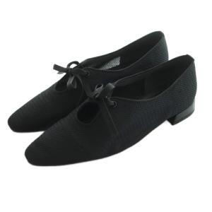 25SS セミシアーレースアップマニッシュ シューズ フラットシューズ スクエアトゥ 23.5cm 黒