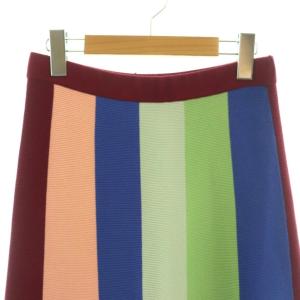 Victoria Beckham VVB マルチカラーストライプニットスカート フレアスカート S ボルドー マルチカラー /ES OS