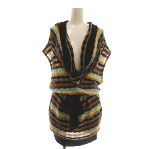 ウールマルチカラーボーダーニットワンピース チュニック ノースリーブ 40 ブラック マルチカラー /ES