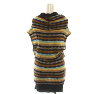 M MISSONI ウールマルチカラーボーダーニットワンピース チュニック ノースリーブ 40 ブラック マルチカラー /ES