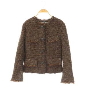 Ezra Linton Tweed Blazer ツイードジャケット ノーカラージャケット XXS ブラウン