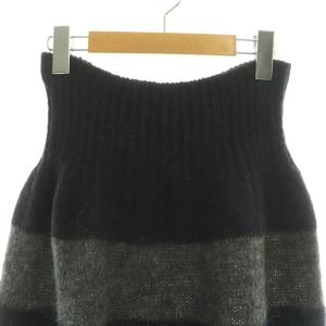 miumiu モヘヤウールボーダーニットスカート フレア ミニ 38 ブラック /HK OS SH