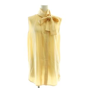 フィービー期 シルク ストライプ ボウタイブラウス ノースリーブ 34 ベージュ 2 0V04/4801