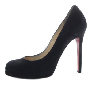 パンプス ピンヒール ラウンドトゥ スエード 34 ブラック /YO18 SH